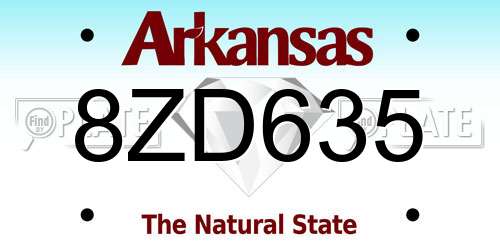 8ZD635 Arkansas License Plate