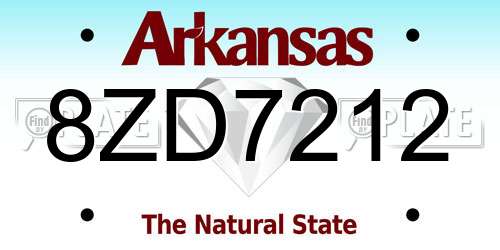 8ZD7212 Arkansas License Plate