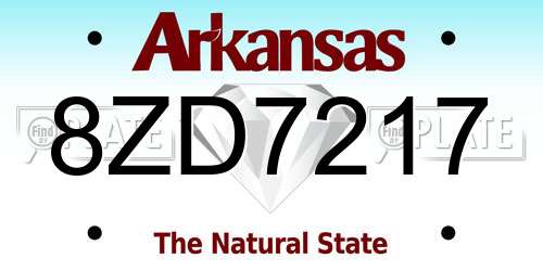8ZD7217 Arkansas License Plate