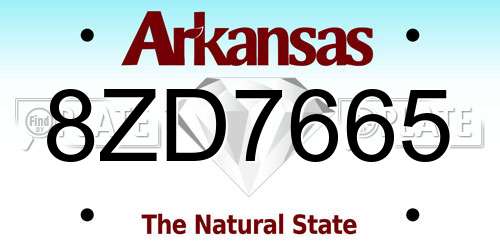 8ZD7665 Arkansas License Plate