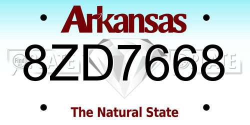 8ZD7668 Arkansas License Plate