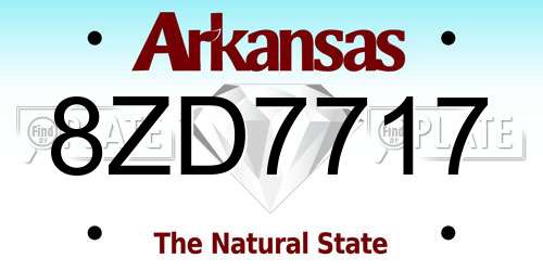 8ZD7717 Arkansas License Plate