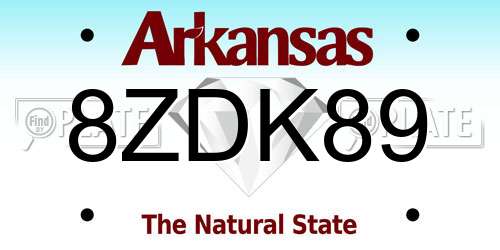 8ZDK89 Arkansas License Plate
