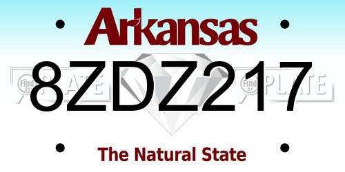 8ZDZ217 Arkansas License Plate