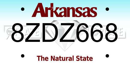 8ZDZ668 Arkansas License Plate