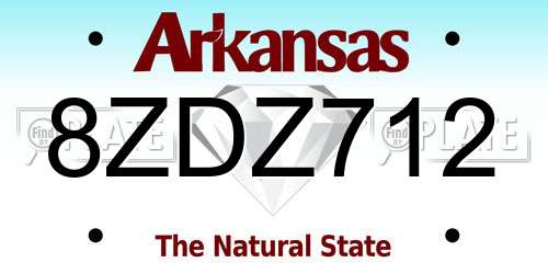 8ZDZ712 Arkansas License Plate
