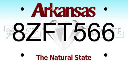 8ZFT566 Arkansas License Plate