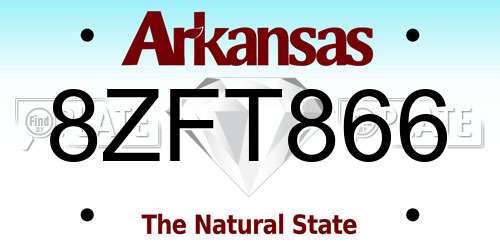 8ZFT866 Arkansas License Plate