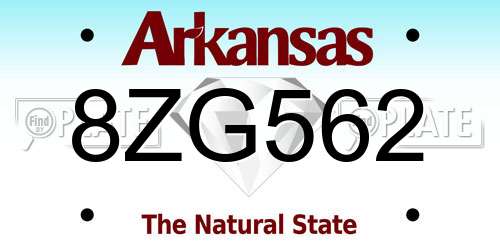 8ZG562 Arkansas License Plate