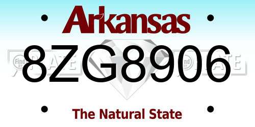 8ZG8906 Arkansas License Plate
