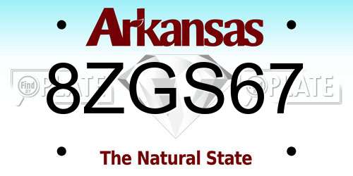 8ZGS67 Arkansas License Plate
