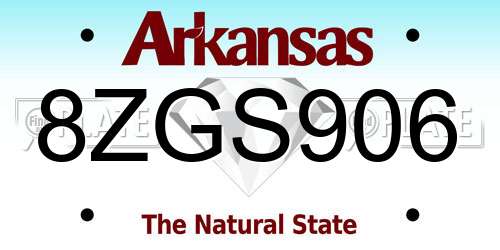 8ZGS906 Arkansas License Plate