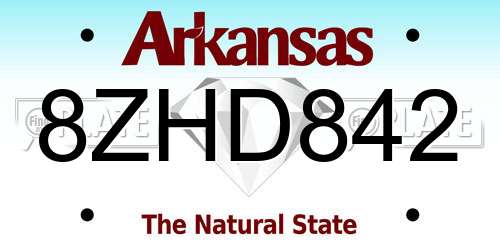 8ZHD842 Arkansas License Plate