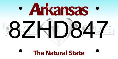 8ZHD847 Arkansas License Plate