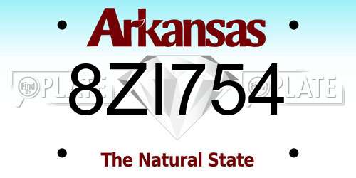 8ZI754 Arkansas License Plate