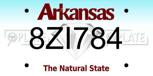 8ZI784 Arkansas License Plate