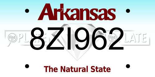 8ZI962 Arkansas License Plate