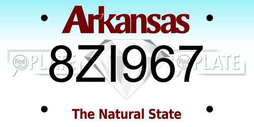 8ZI967 Arkansas License Plate