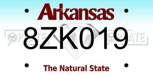 8ZK019 Arkansas License Plate