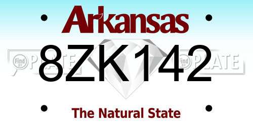 8ZK142 Arkansas License Plate