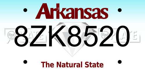 8ZK8520 Arkansas License Plate