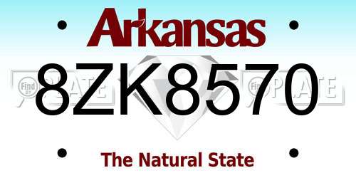 8ZK8570 Arkansas License Plate