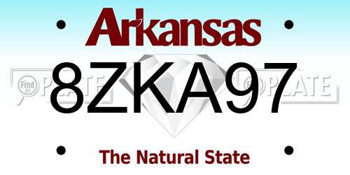 8ZKA97 Arkansas License Plate