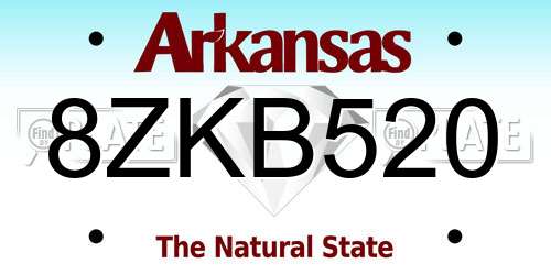 8ZKB520 Arkansas License Plate