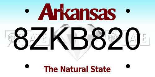 8ZKB820 Arkansas License Plate