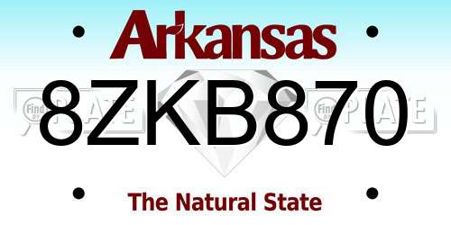 8ZKB870 Arkansas License Plate