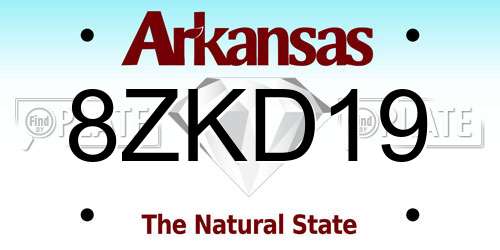 8ZKD19 Arkansas License Plate