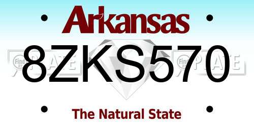 8ZKS570 Arkansas License Plate