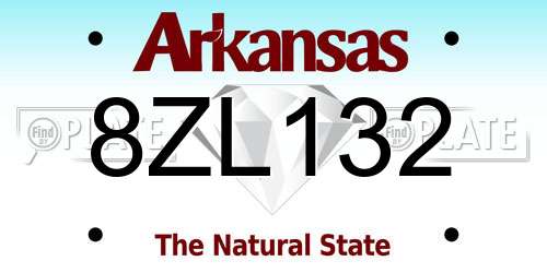 8ZL132 Arkansas License Plate