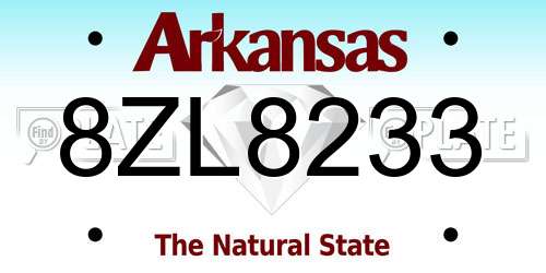 8ZL8233 Arkansas License Plate