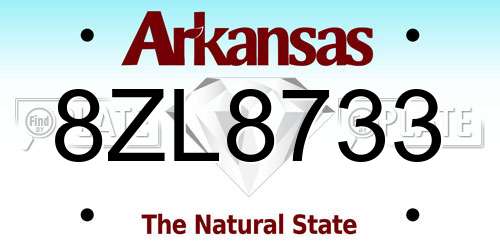 8ZL8733 Arkansas License Plate