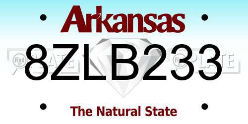 8ZLB233 Arkansas License Plate