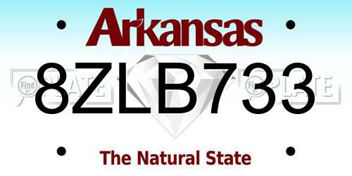 8ZLB733 Arkansas License Plate
