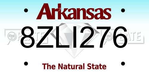 8ZLI276 Arkansas License Plate