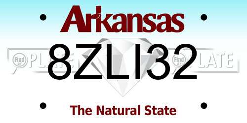 8ZLI32 Arkansas License Plate