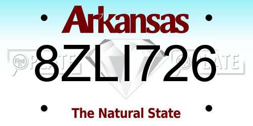 8ZLI726 Arkansas License Plate