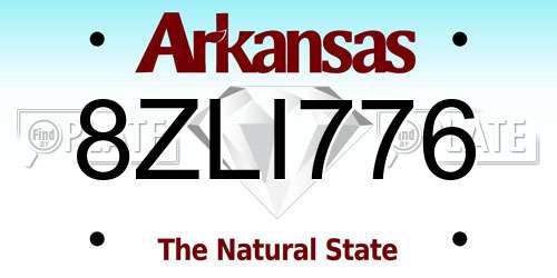8ZLI776 Arkansas License Plate