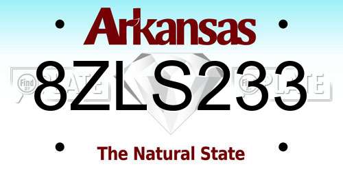8ZLS233 Arkansas License Plate