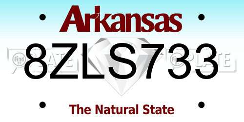 8ZLS733 Arkansas License Plate