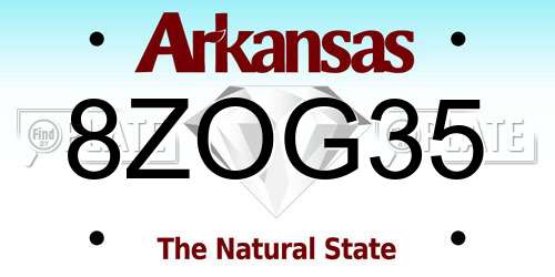 8ZOG35 Arkansas License Plate