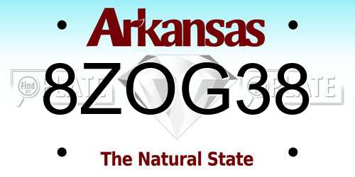 8ZOG38 Arkansas License Plate