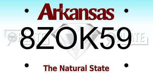 8ZOK59 Arkansas License Plate