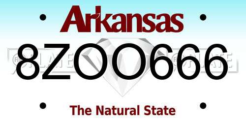 8ZOO666 Arkansas License Plate