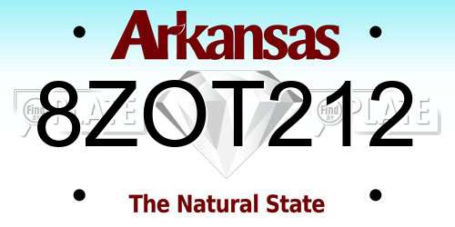 8ZOT212 Arkansas License Plate