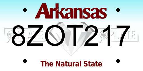 8ZOT217 Arkansas License Plate
