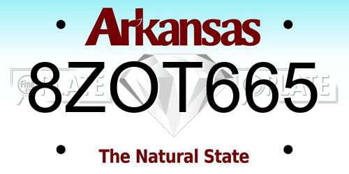 8ZOT665 Arkansas License Plate